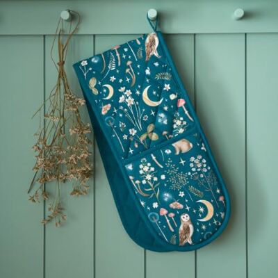 Catherine Lansfield Enchanted Twilight Animals Kitchen Double Oven Glove Green Catherine Lansfield Enchanted Twilight Animals Kitchen Double Oven Glove Green