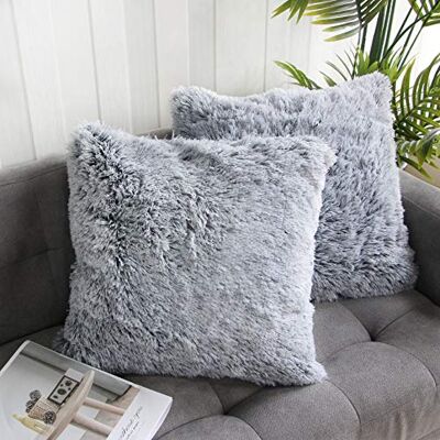 Uhomy 2 Packs Home Decorative Luxury Series Super Soft Faux Fur Throw Pillow Cover Cushion Case for Sofa or Bed Black Ombre 20x20 Inch 50x50 cm Uhomy 2 Packs Home Decorative Luxury Series Super Soft Faux Fur Throw Pillow Cover Cushion Case for Sofa or Bed Black Ombre 20x20 Inch 50x50 cm