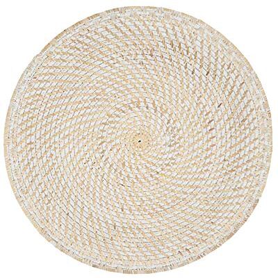 SARO LIFESTYLE 5091.W15R Avignon Collection Woven Rattan Placemats (Set of 4), 100%, White SARO LIFESTYLE 5091.W15R Avignon Collection Woven Rattan Placemats (Set of 4), 100%, White