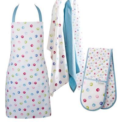 Cooksmart 5 Piece Spotty Dotty Set Aprons, Tea Towels & Double Oven Gloves Perfect For Any Kitchen Cooksmart 5 Piece Spotty Dotty Set Aprons, Tea Towels & Double Oven Gloves Perfect For Any Kitchen