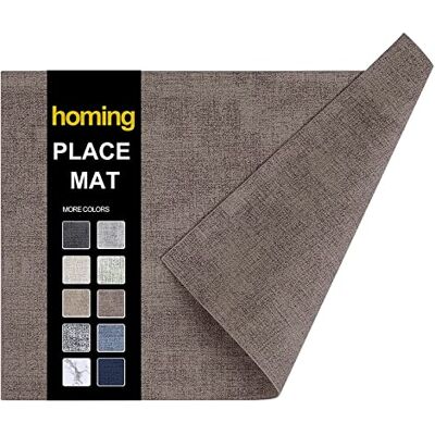 Homing Faux Leather Heat Resistant Placemats Set of 6 – Waterproof Wipeable Dining PU Place Mats for Indoor & Outdoor, Easy to Clean -Brown Homing Faux Leather Heat Resistant Placemats Set of 6 – Waterproof Wipeable Dining PU Place Mats for Indoor & Outdoor, Easy to Clean -Brown