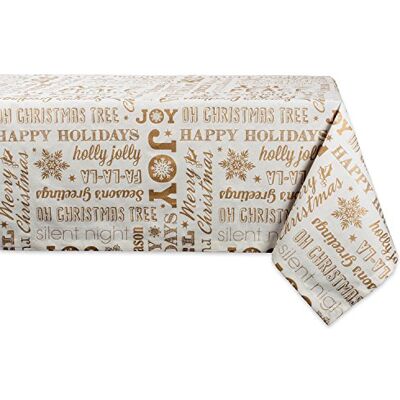 DII Metallic Fabric Kitchen Décor, Cotton, Gold Holiday Collage, 84" x 60" (Rectangular) DII Metallic Fabric Kitchen Décor, Cotton, Gold Holiday Collage, 84" x 60" (Rectangular)