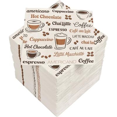 Heku Café Motif Cocktail Napkins, 3-Ply, 25 x 25 cm, Pack of 150, Stylish Design, Ideal for Celebrations, Practical Packaging Heku Café Motif Cocktail Napkins, 3-Ply, 25 x 25 cm, Pack of 150, Stylish Design, Ideal for Celebrations, Practical Packaging
