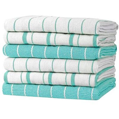 Zeppoli Classic Kitchen Towels 6 Pack 20 by 28 inches 100% Natural Cotton Dish Reusable Cleaning Cloths Super Absorbent Machine Washable Hand Towels (Aqua) Zeppoli Classic Kitchen Towels 6 Pack 20 by 28 inches 100% Natural Cotton Dish Reusable Cleaning Cloths Super Absorbent Machine Washable Hand Towels (Aqua)