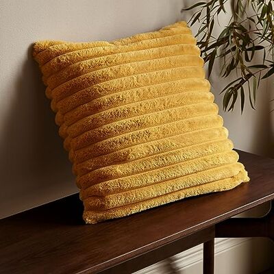 Catherine Lansfield Cosy Ribbed Faux Fur Soft Touch 45x45cm Cushion Mustard Yellow Catherine Lansfield Cosy Ribbed Faux Fur Soft Touch 45x45cm Cushion Mustard Yellow