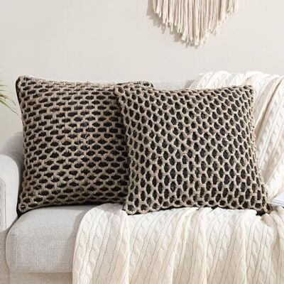 Boho Living Jada Decorative Throw, Premium Woven Design, Living Room Décor, (2) 20" x 20" Pillow Covers with Insert, Black 2 Count Boho Living Jada Decorative Throw, Premium Woven Design, Living Room Décor, (2) 20" x 20" Pillow Covers with Insert, Black 2 Count
