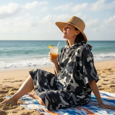 GC GAVENO CAVAILIA Poncho Towel Adult Changing Robe Women Men for Beach, Bath, Swimming Poncho with Hooded Lightweight, Super Absorbent Quick Drying Towel Changing Robe 108x85cm, Grey Charcoal GC GAVENO CAVAILIA Poncho Towel Adult Changing Robe Women Men for Beach, Bath, Swimming Poncho with Hooded Lightweight, Super Absorbent Quick Drying Towel Changing Robe 108x85cm, Grey Charcoal