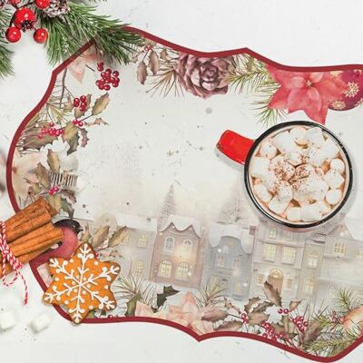CREARREDA Christmas Placemats, Set of 4 PVC Breakfast Placemats, 48 x 33 cm, Non-Slip, Washable, Dirt-Resistant, Heat Resistant, Made in Italy CREARREDA Christmas Placemats, Set of 4 PVC Breakfast Placemats, 48 x 33 cm, Non-Slip, Washable, Dirt-Resistant, Heat Resistant, Made in Italy