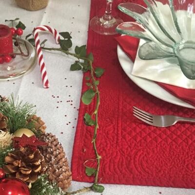 SUD ETOFFE 3663408246394 Quilted Placemat, Ext, 100% Cotton, Polyfil, Red, 30 x 50 cm SUD ETOFFE 3663408246394 Quilted Placemat, Ext, 100% Cotton, Polyfil, Red, 30 x 50 cm