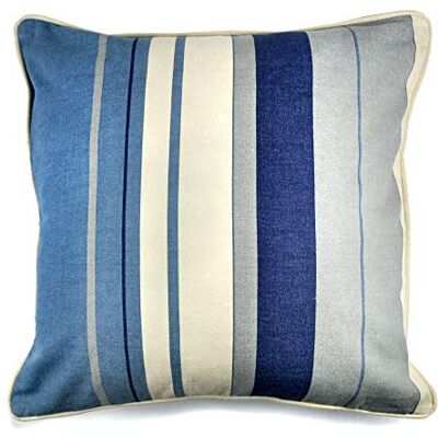 Fusion Whitworth Stripe 100% Cotton Filled Cushion 43x43cm (17x17") in Blue Fusion Whitworth Stripe 100% Cotton Filled Cushion 43x43cm (17x17") in Blue