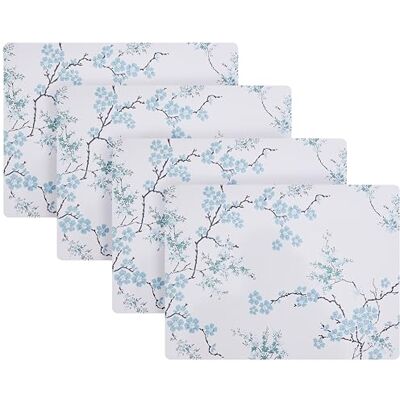 Laura Ashley Cork Placemats 16 x 12-inch for Kitchen and Dining Tables, Heat Resistant, Durable, Easy Clean, Set of 4, Oriental Blossom Laura Ashley Cork Placemats 16 x 12-inch for Kitchen and Dining Tables, Heat Resistant, Durable, Easy Clean, Set of 4, Oriental Blossom