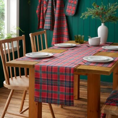 Catherine Lansfield Christmas Tartan Check Dining Table Runner Red/Green Catherine Lansfield Christmas Tartan Check Dining Table Runner Red/Green