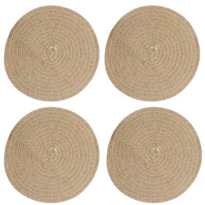 Creative Labs Set of 4 Jute Placemats, Natural Hessian Round Table Mats, 41cm Creative Labs Set of 4 Jute Placemats, Natural Hessian Round Table Mats, 41cm