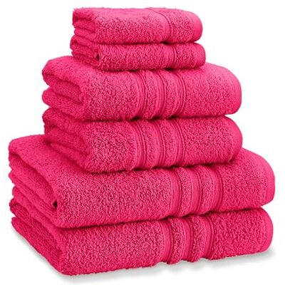 Catherine Lansfield Zero Twist Cotton 6 Piece Towel Bale Set Hot Pink Catherine Lansfield Zero Twist Cotton 6 Piece Towel Bale Set Hot Pink