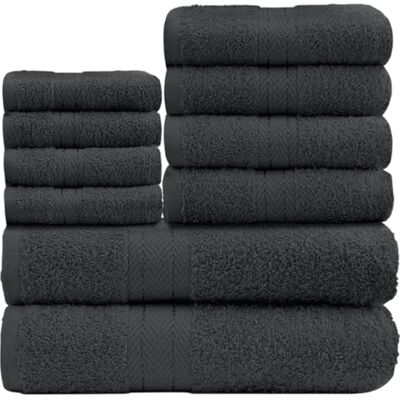 GC GAVENO CAVAILIA 10 Piece Towel Bale Set Quick Drying Cotton Towel Highly Absorbent 450 GSM Charcoal Towels Set Bathroom Towels Bale Set 4x Face 4x Hand 2x Bath Towels GC GAVENO CAVAILIA 10 Piece Towel Bale Set Quick Drying Cotton Towel Highly Absorbent 450 GSM Charcoal Towels Set Bathroom Towels Bale Set 4x Face 4x Hand 2x Bath Towels