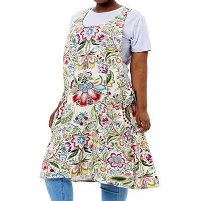 APRONNER Big Plus Size Aprons for Women with Pockets Cotton Linen Baking Kitchen Cooking, Yellow Flowers, Large APRONNER Big Plus Size Aprons for Women with Pockets Cotton Linen Baking Kitchen Cooking, Yellow Flowers, Large