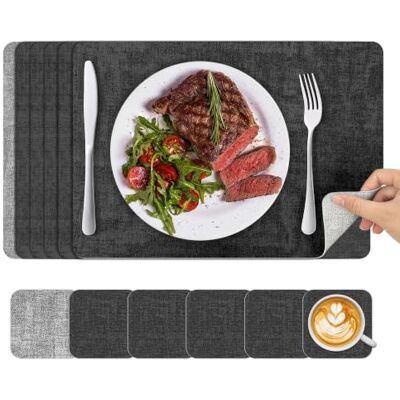 KitchenBoss Table Mats Set Of 6: Non-Slip Tablemats Double-Sided PVC Coasters And Placemats – Heat Resistant Dinner Mats For Dining (43x30cm) KitchenBoss Table Mats Set Of 6: Non-Slip Tablemats Double-Sided PVC Coasters And Placemats – Heat Resistant Dinner Mats For Dining (43x30cm)