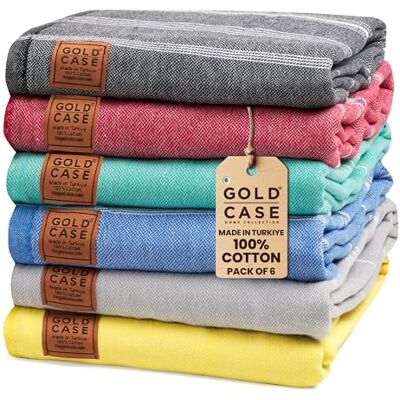 GOLD CASE HOME COLLECTION GOLD CASE Turkish Beach Towel Bath Towels LYCIA Series Set of 6 XXL Oversized 70x40 inches -100% Cotton Quick Dry Lightweight Sand Free Turkish Towel (Multicolor-1) GOLD CASE HOME COLLECTION GOLD CASE Turkish Beach Towel Bath Towels LYCIA Series Set of 6 XXL Oversized 70x40 inches -100% Cotton Quick Dry Lightweight Sand Free Turkish Towel (Multicolor-1)