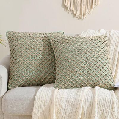 Boho Living Jada 2 Pc Decorative Throw Pillow Covers, Pillow Insert not Included, Premium Woven Design, Living Room Décor, (2) 20" x 20", Sage Green Boho Living Jada 2 Pc Decorative Throw Pillow Covers, Pillow Insert not Included, Premium Woven Design, Living Room Décor, (2) 20" x 20", Sage Green