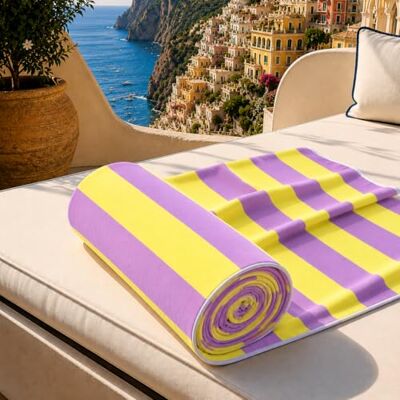 PETTI Artigiani Italiani Microfibre Beach Towel, Beach or Pool Towel, Beach Towel, Large 90 x 180 cm, Lilac Yellow Stripes PETTI Artigiani Italiani Microfibre Beach Towel, Beach or Pool Towel, Beach Towel, Large 90 x 180 cm, Lilac Yellow Stripes