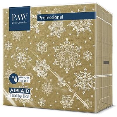 PAW Decor Collection PAW Airlaid Napkins (40 x 40 cm) I 50 Pieces I Perfect for Christmas, Winter, Holidays I Christmas Eve Table Decoration I Airlaid Napkins Cloth-Like Snowflakes Gold I Snowflakes Gold PAW Decor Collection PAW Airlaid Napkins (40 x 40 cm) I 50 Pieces I Perfect for Christmas, Winter, Holidays I Christmas Eve Table Decoration I Airlaid Napkins Cloth-Like Snowflakes Gold I Snowflakes Gold