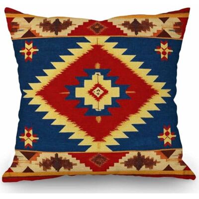 SSOIU Vintage Southwest Throw Pillow Case,Cotton Linen Cushion Cover Square Standard Home Decorative Blue Red SSOIU Vintage Southwest Throw Pillow Case,Cotton Linen Cushion Cover Square Standard Home Decorative Blue Red