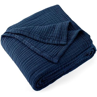 Carriediosa 100% Cotton Muslin Throw Blanket 50" X 70" Throw XL Size,4-Layers Summer Gauze Throws for Bed Couch,Soft Lightweight Breathable Linen Blankets Bedspread for Adults All Season,Navy Blue Carriediosa 100% Cotton Muslin Throw Blanket 50" X 70" Throw XL Size,4-Layers Summer Gauze Throws for Bed Couch,Soft Lightweight Breathable Linen Blankets Bedspread for Adults All Season,Navy Blue