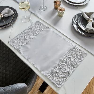 Catherine Lansfield - Deco Sequin - Silver - Placemats Catherine Lansfield - Deco Sequin - Silver - Placemats