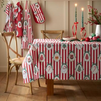Catherine Lansfield Christmas Vintage Stripe 137x178cm Table Cloth Red Catherine Lansfield Christmas Vintage Stripe 137x178cm Table Cloth Red
