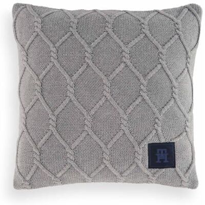 Tommy Hilfiger Light Grey Woven 100% Organic Cotton Patch Decorative Cushion Cover Textured Iconic Cushion Cover 40x40cm Tommy Hilfiger Light Grey Woven 100% Organic Cotton Patch Decorative Cushion Cover Textured Iconic Cushion Cover 40x40cm