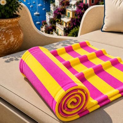 PETTI Artigiani Italiani Microfibre Beach Towel, Beach or Pool Towel, Beach Towel, Large 90 x 180 cm, Fuchsia Yellow Stripes PETTI Artigiani Italiani Microfibre Beach Towel, Beach or Pool Towel, Beach Towel, Large 90 x 180 cm, Fuchsia Yellow Stripes