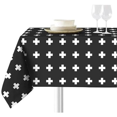 SOKIOS Cruces Black Polyester Microfiber Tablecloth SOKIOS Cruces Black Polyester Microfiber Tablecloth