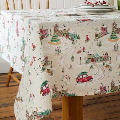 Catherine Lansfield Christmas Town Cotton 137x229cm Table Cloth Natural Catherine Lansfield Christmas Town Cotton 137x229cm Table Cloth Natural