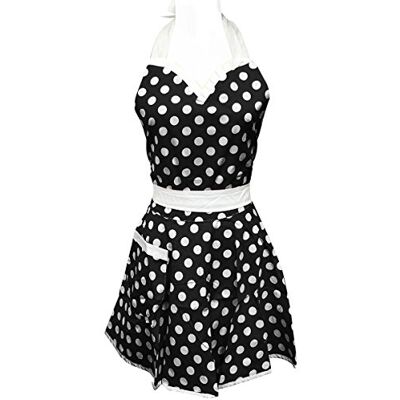 Wrapables Adjustable Flirty Hostess Apron, Black Polka Dots Wrapables Adjustable Flirty Hostess Apron, Black Polka Dots