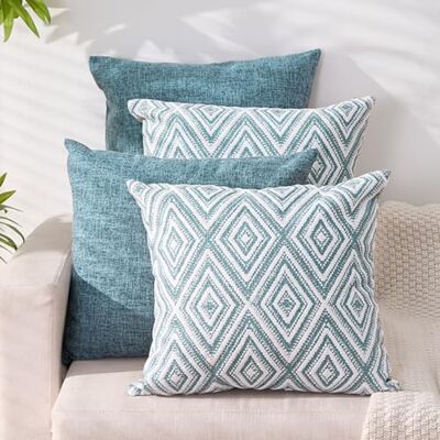 HPUK Home Plus Throw Pillow Covers with Zippered, 4 Pcs Decorative Couch Cushion Protector Cover, Stylish, Breathable, 18"×18 HPUK Home Plus Throw Pillow Covers with Zippered, 4 Pcs Decorative Couch Cushion Protector Cover, Stylish, Breathable, 18"×18