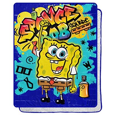 Northwest Squarepants Silk Touch Sherpa Throw Blanket, Polyester, Spongebob Graffiti Bob, 40" X 50\ Northwest Squarepants Silk Touch Sherpa Throw Blanket, Polyester, Spongebob Graffiti Bob, 40" X 50\