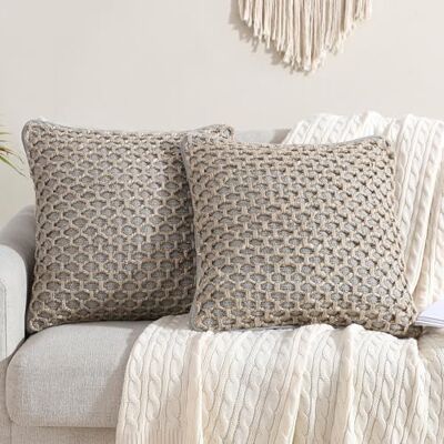 Boho Living Jada 2 Pc Decorative Throw Pillow Covers, Pillow Insert not Included, Premium Woven Design, Living Room Décor, (2) 20" x 20", Grey Boho Living Jada 2 Pc Decorative Throw Pillow Covers, Pillow Insert not Included, Premium Woven Design, Living Room Décor, (2) 20" x 20", Grey