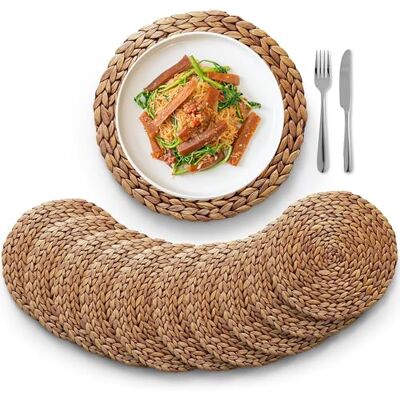 BLUEWEST (Sizes: 12"-13"-14") Woven Placemats Set of 10, Brown Round Rattan Placemats, Wicker Water Hyacinth Placemats, Braided Placemats, Heat Resistant/Anti-Slip for Dining Table (13" Set of 10) BLUEWEST (Sizes: 12"-13"-14") Woven Placemats Set of 10, Brown Round Rattan Placemats, Wicker Water Hyacinth Placemats, Braided Placemats, Heat Resistant/Anti-Slip for Dining Table (13" Set of 10)