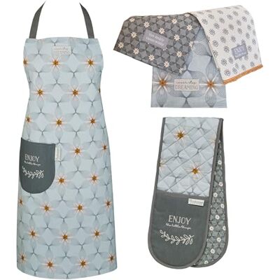Cooksmart 5-Piece Apron & Accessories Set Double Oven Gloves & Tea Towels Perfect For Any Kitchen, Purity Cooksmart 5-Piece Apron & Accessories Set Double Oven Gloves & Tea Towels Perfect For Any Kitchen, Purity