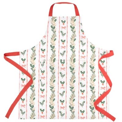 Catherine Lansfield Christmas Holly Stripe 70x80cm Kitchen Adult Apron Cream/Red Catherine Lansfield Christmas Holly Stripe 70x80cm Kitchen Adult Apron Cream/Red