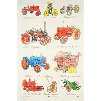Samuel Lamont Farm Machinery Linen Union Tea Towel, White Samuel Lamont Farm Machinery Linen Union Tea Towel, White