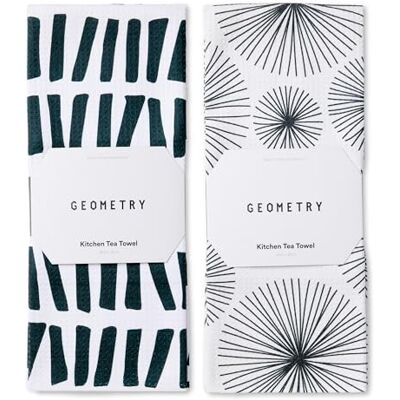 GEOMETRY Kitchen Tea Towels Quick Dry Microfiber Dish Towels for Kitchen Linework 18" x 30" (2 Pack) GEOMETRY Kitchen Tea Towels Quick Dry Microfiber Dish Towels for Kitchen Linework 18" x 30" (2 Pack)