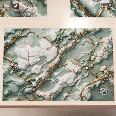 PETTI Artigiani Italiani MARBLELIZED Washable American Placemats, Sage Marble Effect Placemats, Set of 6 (30 x 45 cm) Elegant, Ideal for Breakfast, Lunch and Dinner, Gift Idea, 100% Made in Italy PETTI Artigiani Italiani MARBLELIZED Washable American Placemats, Sage Marble Effect Placemats, Set of 6 (30 x 45 cm) Elegant, Ideal for Breakfast, Lunch and Dinner, Gift Idea, 100% Made in Italy