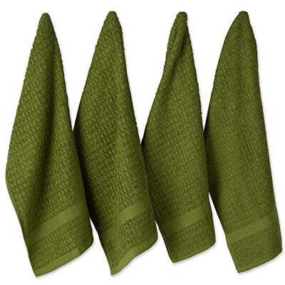 DII Waffle Dishtowel Set, Cotton, Solid Antique Green, 15x26 DII Waffle Dishtowel Set, Cotton, Solid Antique Green, 15x26