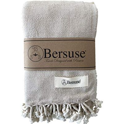 Bersuse 100% Cotton Milas XXL Throw Blanket Turkish Towel Beige Bersuse 100% Cotton Milas XXL Throw Blanket Turkish Towel Beige