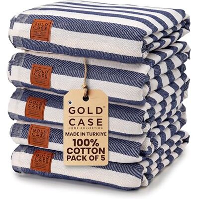 GOLD CASE HOME COLLECTION Myra Original Turkish Beach Towel Set of 5-100% Cotton 71x40 inches XXL Oversized Quick Dry Sand Free Turkish Towel Durable Lightweight Bath Towels, Navy Blue GOLD CASE HOME COLLECTION Myra Original Turkish Beach Towel Set of 5-100% Cotton 71x40 inches XXL Oversized Quick Dry Sand Free Turkish Towel Durable Lightweight Bath Towels, Navy Blue