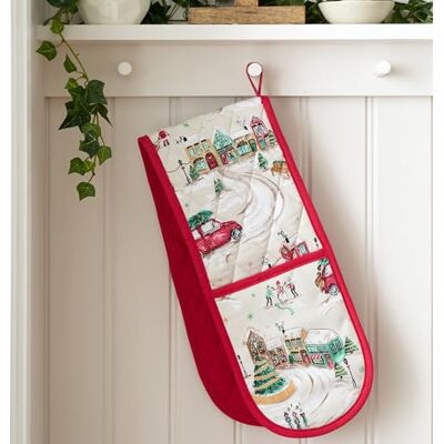 Catherine Lansfield Christmas Town Cotton Kitchen Double Oven Glove Natural Catherine Lansfield Christmas Town Cotton Kitchen Double Oven Glove Natural