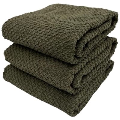 Serafina Home Olive Green Kitchen Hand Dish Towels: Oversized 28" x 18",100% Cotton Cloth Soft Cleaning Drying Absorbent Ribbed Design, Set of 3 Multipurpose for Everyday Use (Olive Textured) Serafina Home Olive Green Kitchen Hand Dish Towels: Oversized 28" x 18",100% Cotton Cloth Soft Cleaning Drying Absorbent Ribbed Design, Set of 3 Multipurpose for Everyday Use (Olive Textured)