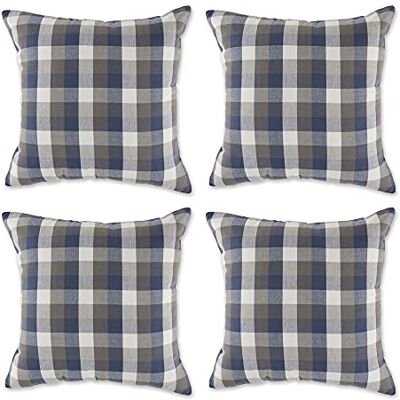 DII Throw Pillow Cover Collection Decorative Square, 18x18, French Blue Tri-Color 4 Piece DII Throw Pillow Cover Collection Decorative Square, 18x18, French Blue Tri-Color 4 Piece