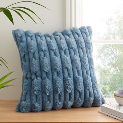 Bianca So Soft Carved Faux Fur 50x50 cm Cushion Blue Bianca So Soft Carved Faux Fur 50x50 cm Cushion Blue